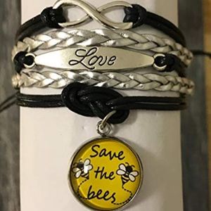 Save The Bees Bracelet, Black/Silver Save The Bees